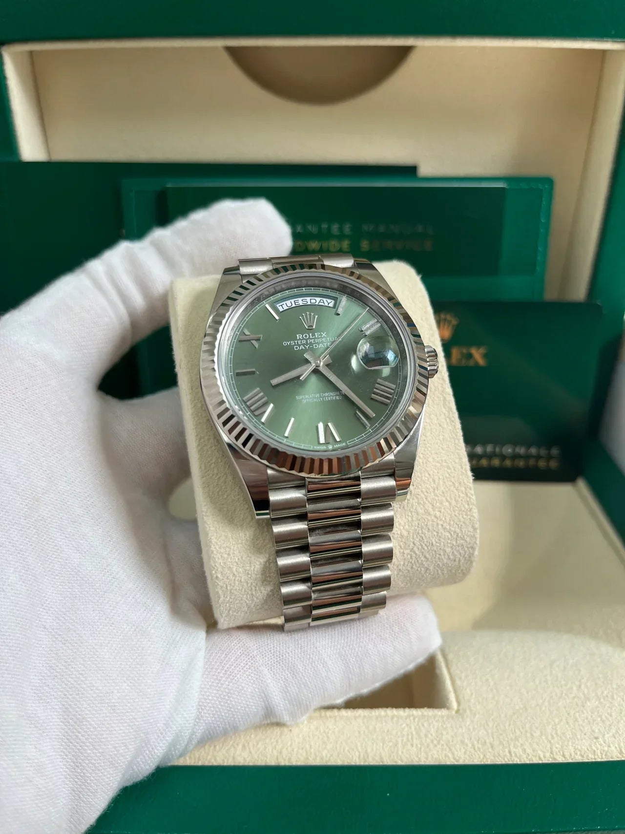 Daydate Oro Bianco-Verde 40mm 228239