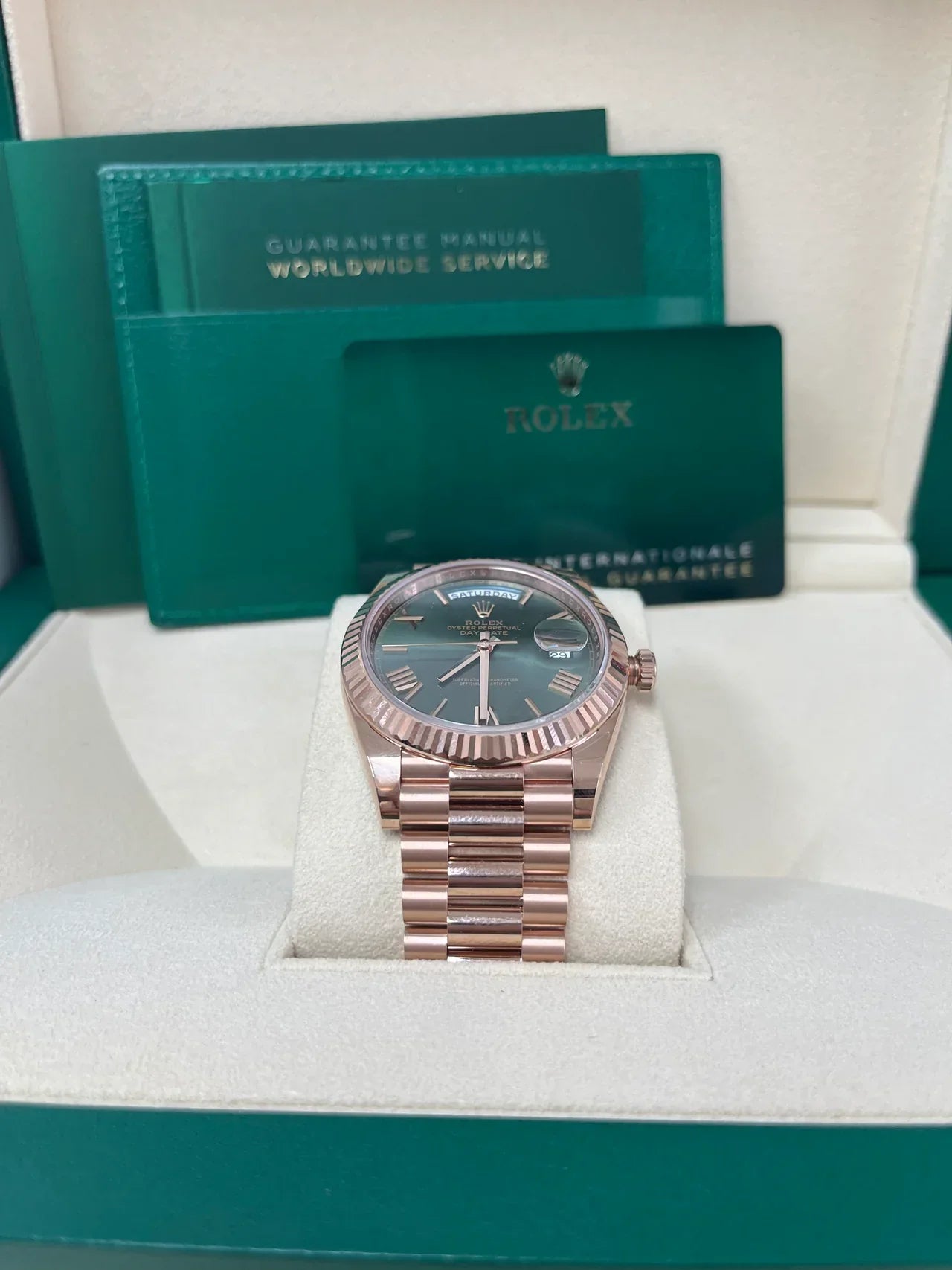 Daydate Oro Rosa-Verde Numeri Romani 228235  40 mm